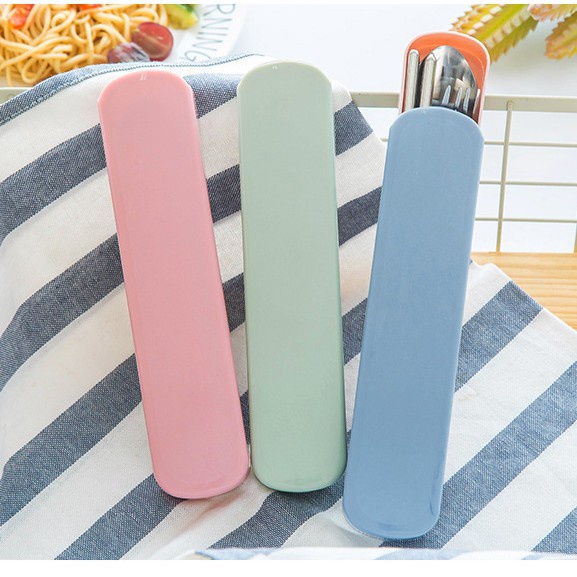 Bộ 3 Muỗng Đũa Nĩa inox cá nhân có hộp đựng dành cho văn phòng hoặc đi du lịch tiện dụng