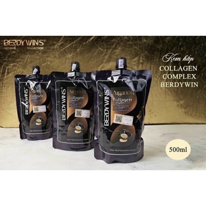 HẤP PHỤC HỒI COLLAGEN BERDYWINS ARGANOIL 500ML🔥🔥🔥 _ mềm mượt , ngăn ngừa gãy rụng