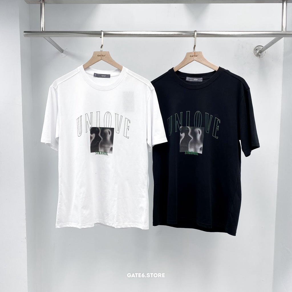 Áo Phông Nam cổ tròn GATE6 - Unlove Stranger, thun ngắn tay unisex in slogan tối giản kiểu Hàn - G0032