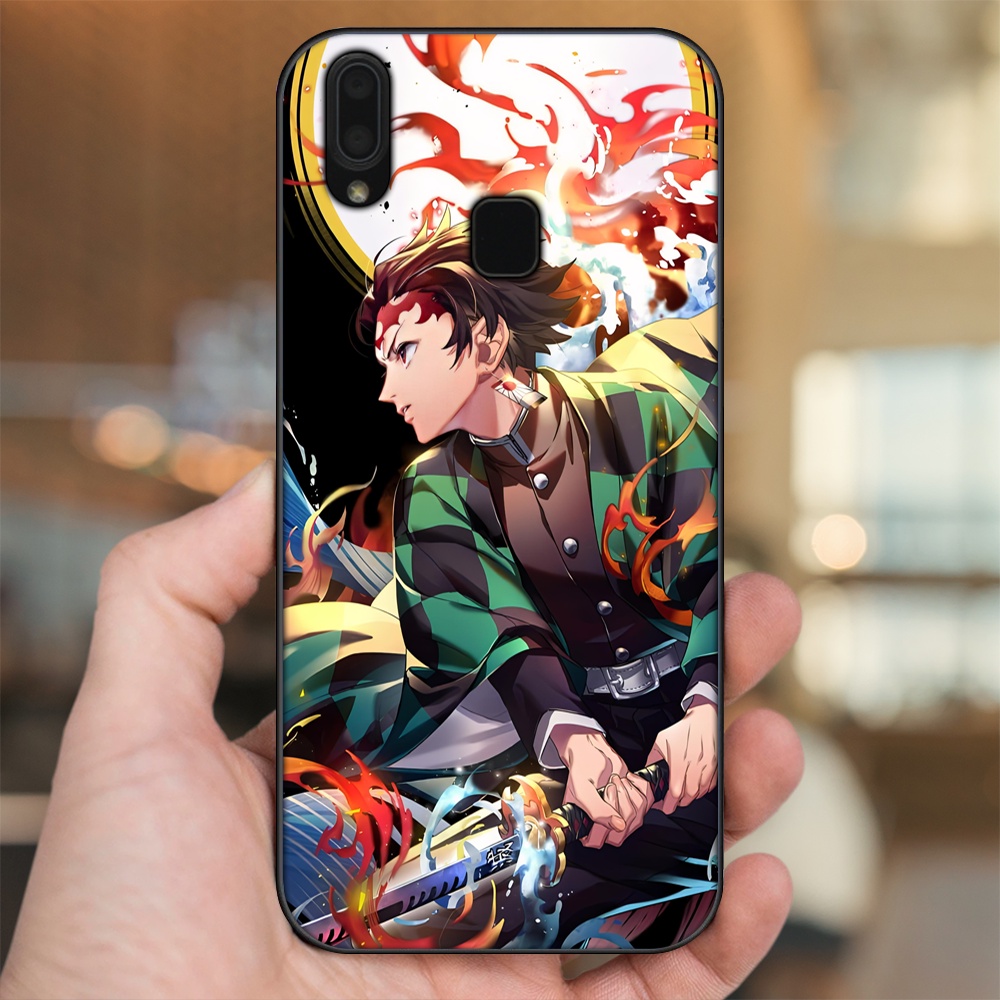 Ốp lưng Vivo Y91, Y95 viền đen in hình Tanjiro Kimetsu No Yaiba