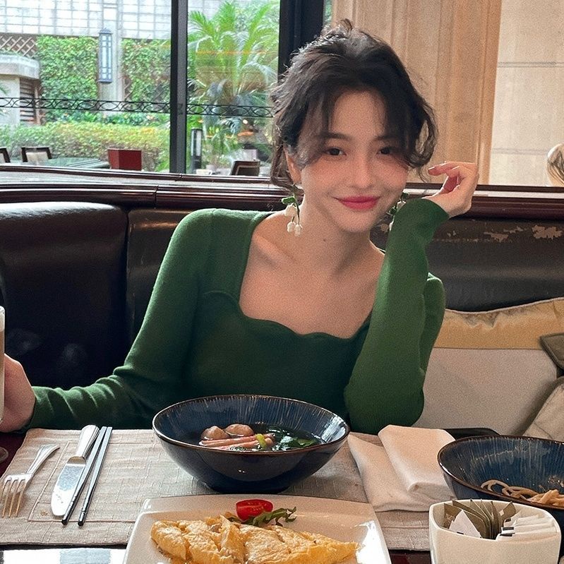 Sản Phẩm mới mùa thu!F &amp; X Đầm Dệt Kim Dáng Dài Ôm Eo Cao Thời Trang Thu Đông 2022 Phong Cách Hepburn Pháp Cao Cấp