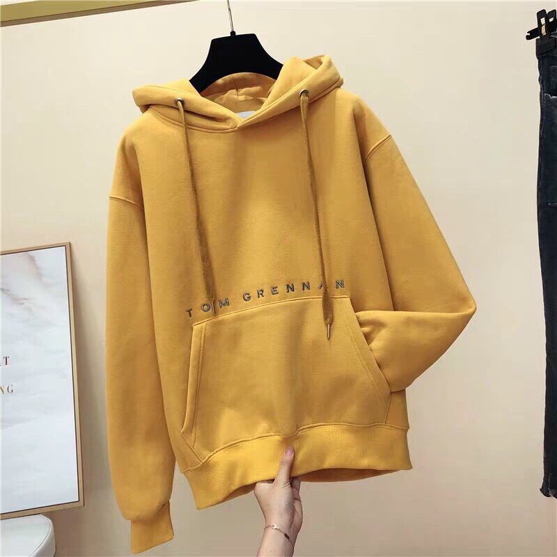 ÁO HOODIE NÓN nam NỮ MÀU KEM CHẤT VẢI NỈ POLY Hoodies unisex TOM GRENNAN AO HOODIE FREE SIZE DƯỚI 60KG | BigBuy360 - bigbuy360.vn