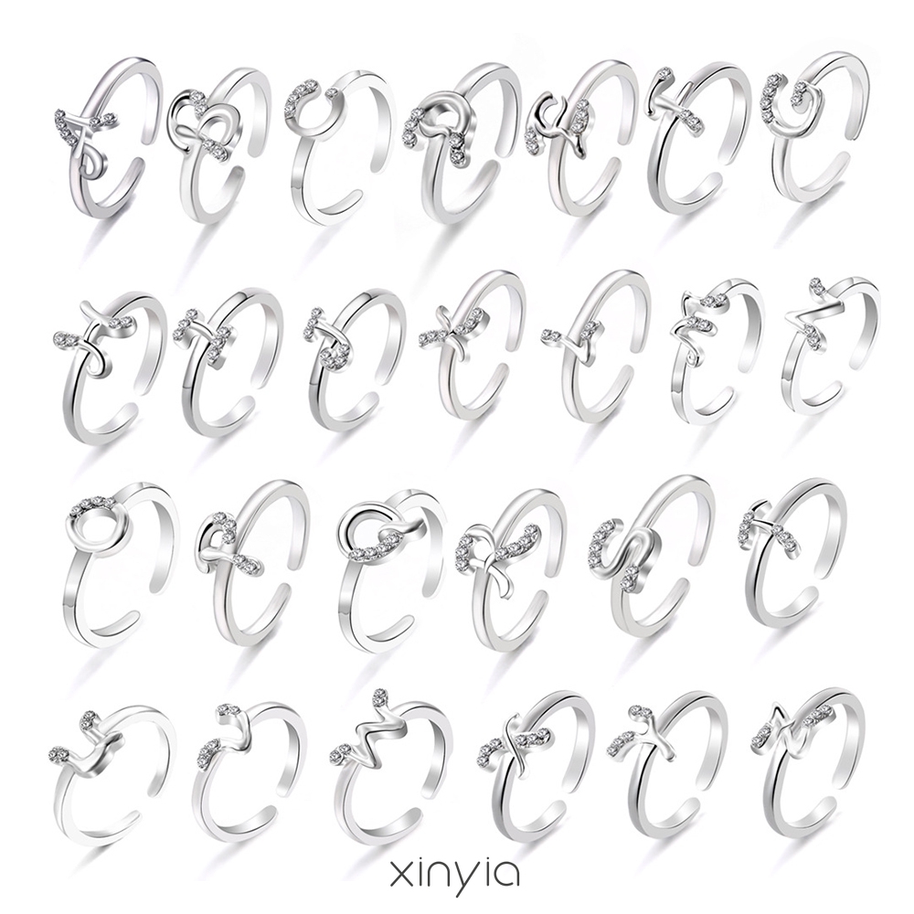 Nhẫn Mạ Vàng Trắng Hoạ Tiết 26 Chữ Cái Tuỳ Chọn Độc Đáo