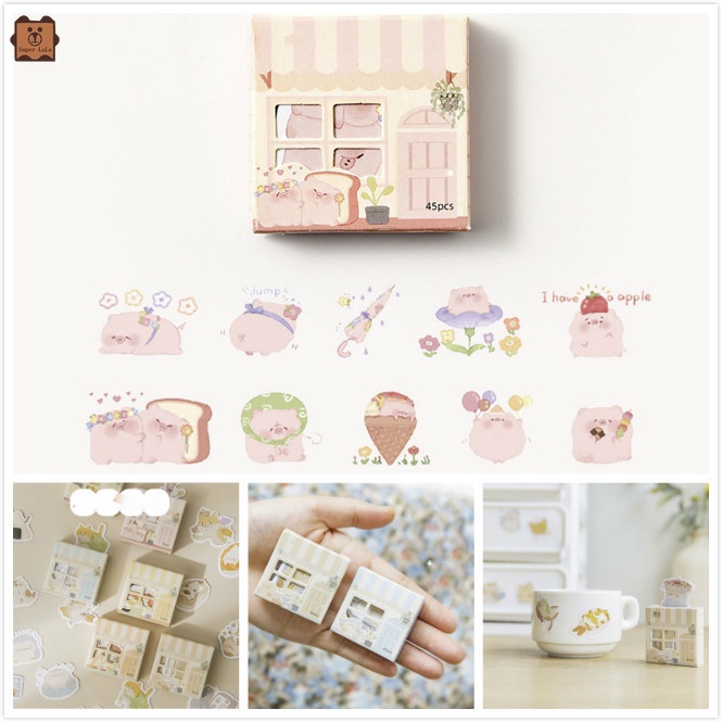 Hộp 45 miếng dán trang trí sổ tay nhật ký diy chất lượng cao