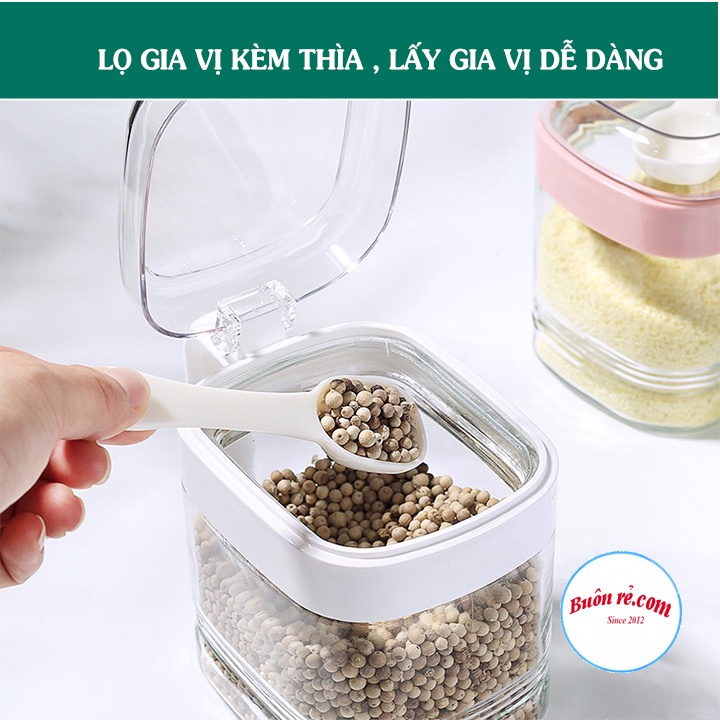 Bộ 3 lọ gia vị Hokori kèm thìa tiện lợi nhựa Việt Nhật (MS: 2936) - Hũ đựng gia vị có nắp đậy thông minh - 01476