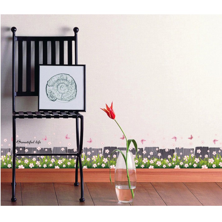 Decal trang trí chân tường hoa sao