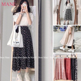 Chân váy hoa nhí vintage - dáng dài cạp chun phong cách Hàn Quốc - Nhiều màu vải voan mỏng cực xinh