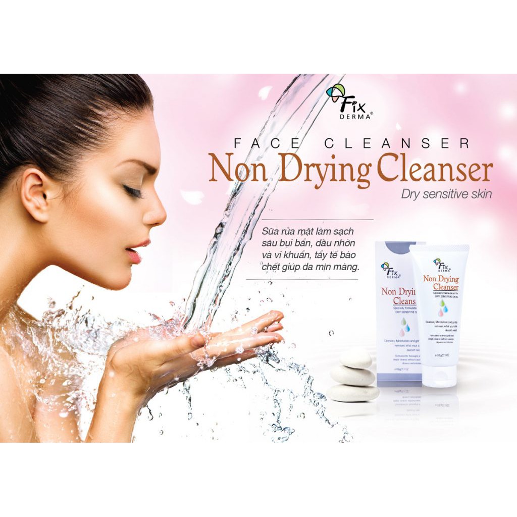 Fixderma Non Drying Cleanser sữa rửa mặt cho da nhạy cảm 60g