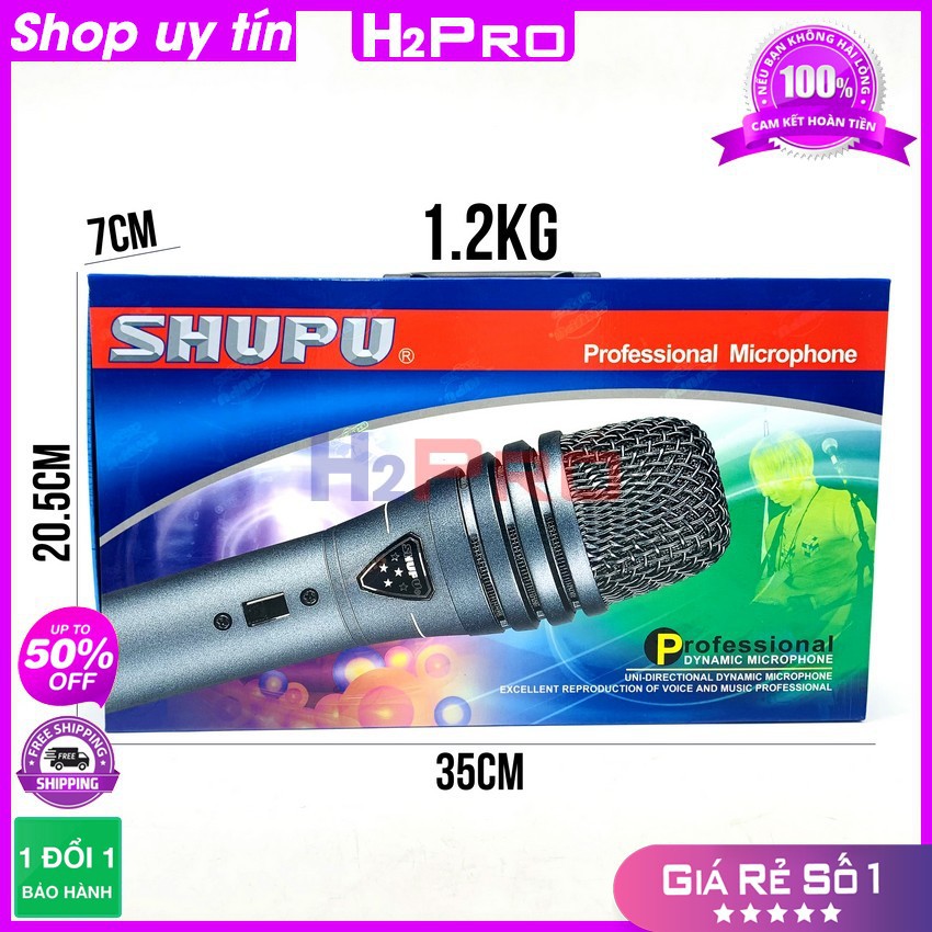 Micro hát karaoke có dây SHUPU SM8000 H2Pro chính hãng, micro karaoke cao cấp chống hú-hát nhẹ-tiếng sáng-dây dài 6m