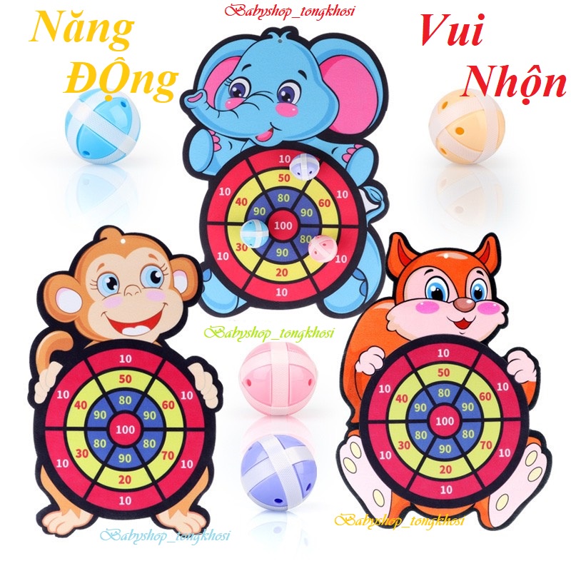 Bảng phi tiêu bóng dính, đồ chơi giải trí vận động cho bé giá tốt uy tín tiện lợi tặng kèm 3 bóng và móc dán treo tường