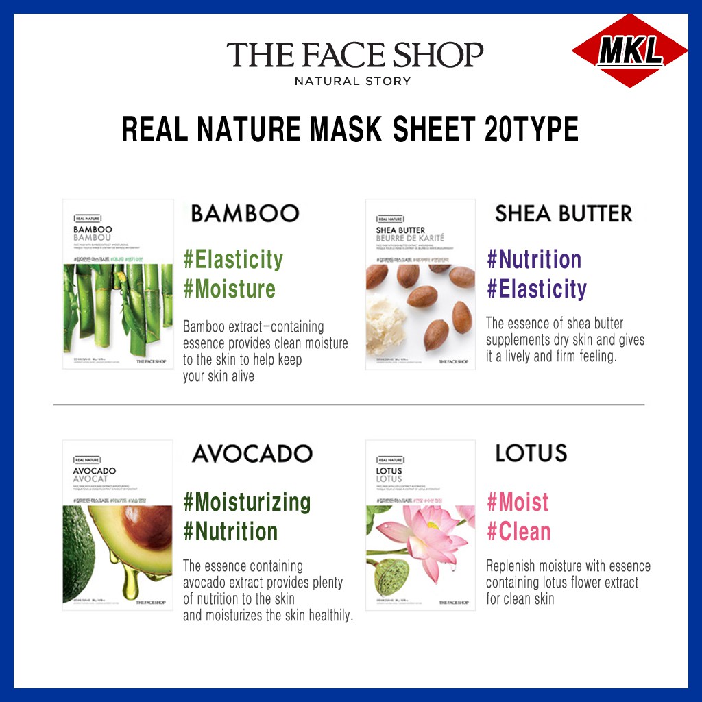 [Hàng mới về] Mặt Nạ Tự Nhiên The Face Shop 20 Loại Tùy Chọn | BigBuy360 - bigbuy360.vn
