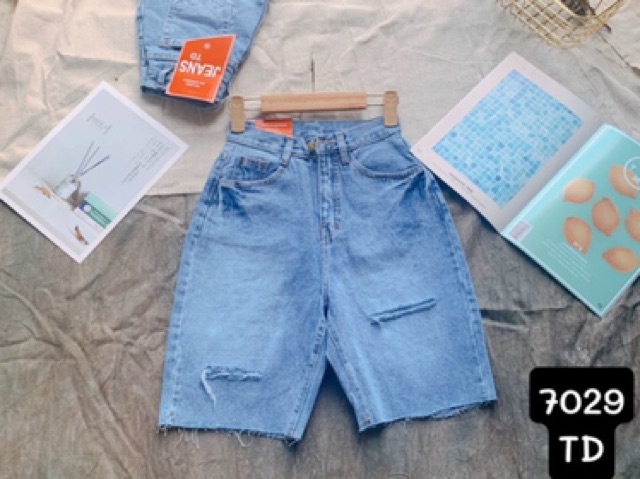 Quần jean ngố hai rách mã 7029, kèm ảnh thật