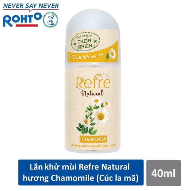 lăn hoặc xịt khử mùi hương nước hoa thiên nhiên Refre 40ml đủ hương: hương thảo, trà xanh, cúc la mã, ngọc lan tây