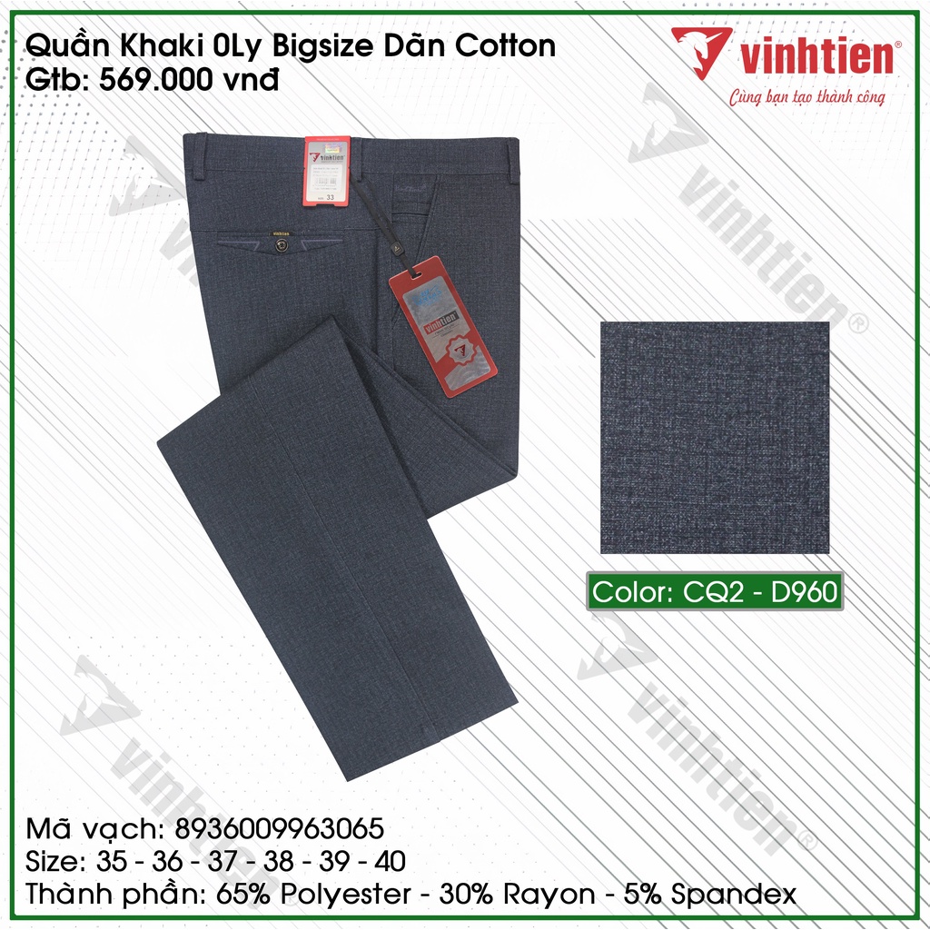 Quần Kaki 0ly Vải Dãn 4 Chiều Sai Đại (BigSize) Vĩnh Tiến 569