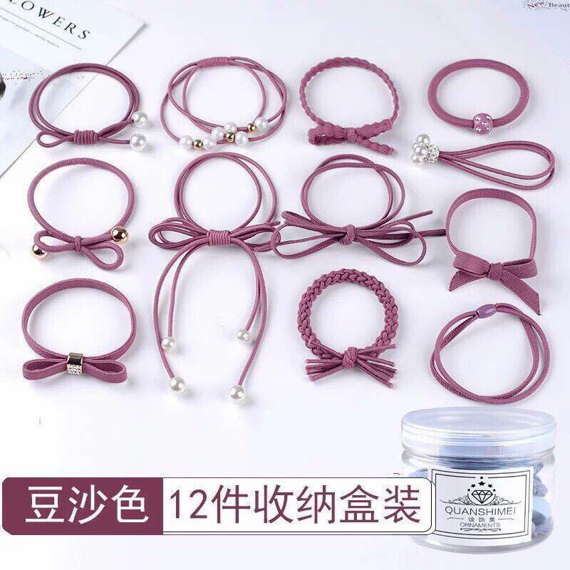 Set 12 Dây Buộc Tóc Hàn Quốc Siêu Xinh Kèm Hộp Đựng-GIAO NGẪU NHIÊN