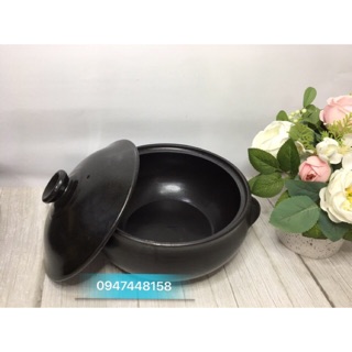 Nồi kho cá cao cấp Bát Tràng ( nồi nắp đen )