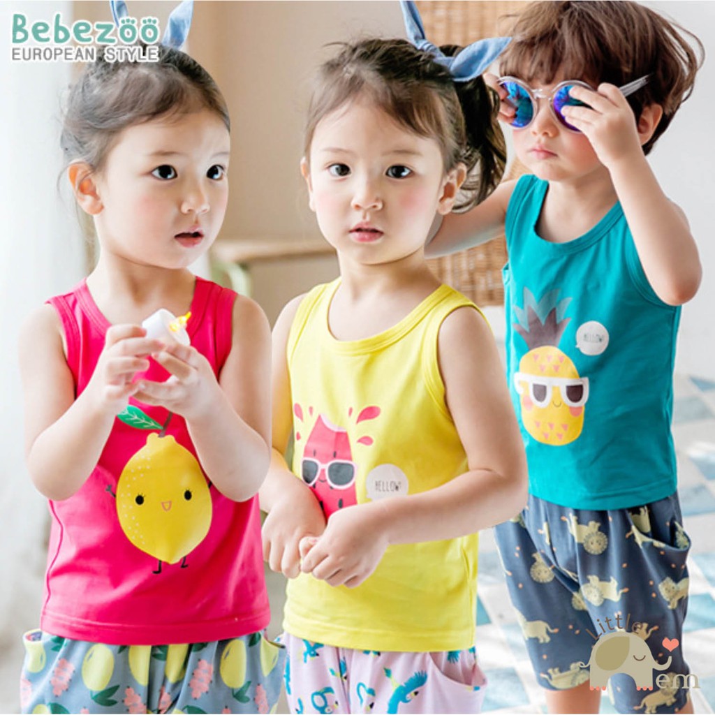 Áo bé trai/ bé gái Hàn Quốc Bebezoo 3 lỗ _ Red lemon