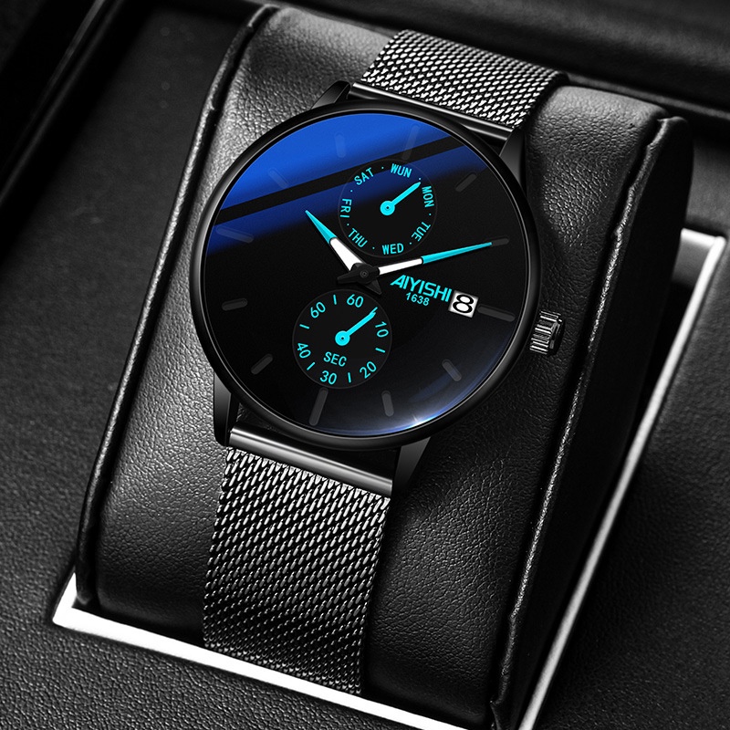 Đồng hồ nam chính hãng cao cấp đẹp dây thép lưới TITANIUM chống nước giá rẻ thời trang  W20