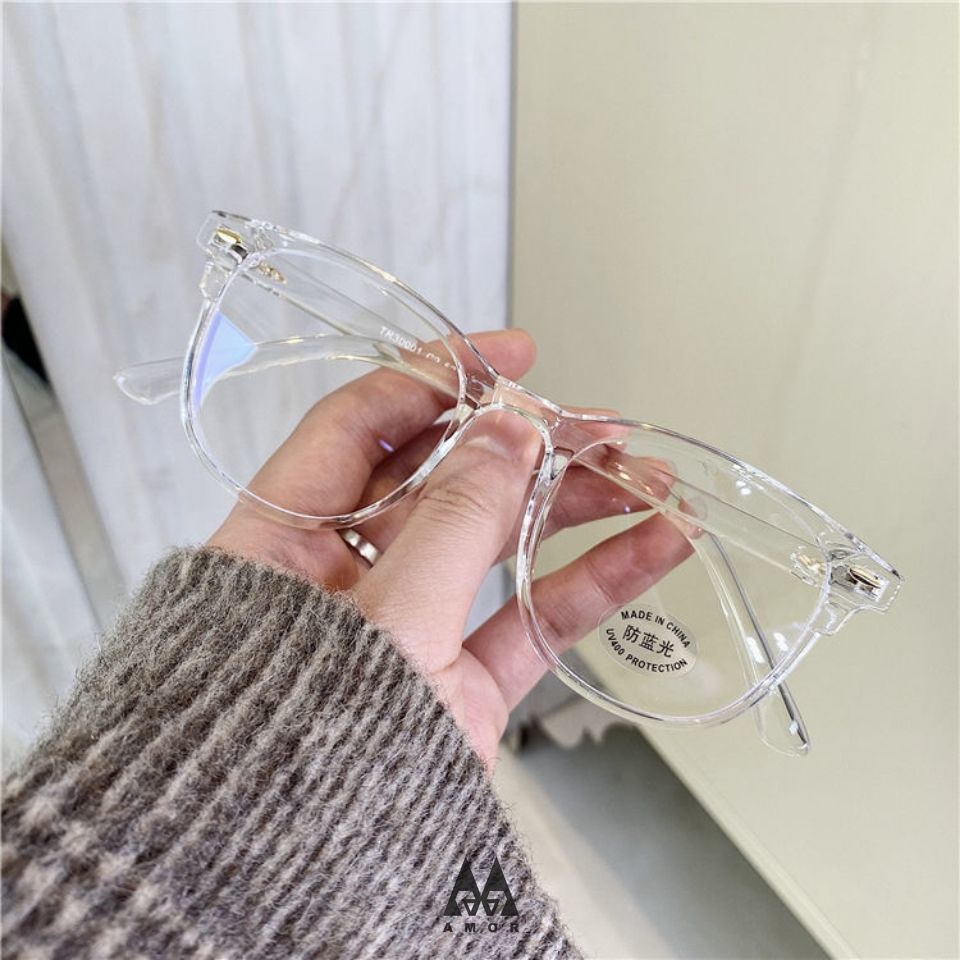 Mắt Kính Chống Bức Xạ Gọng Dày Phẳng Siêu Nhẹ Màu Đen Thời Trang Cho Nam Và Nữ