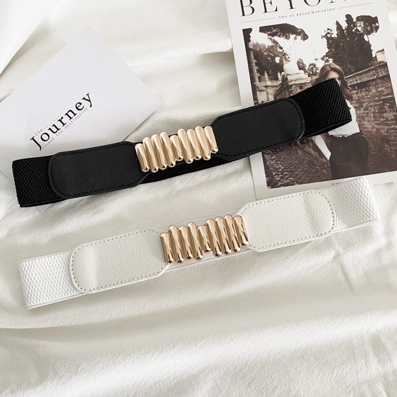 Thắt lưng co giãn phối khóa kim loại thời trang ấn tượng