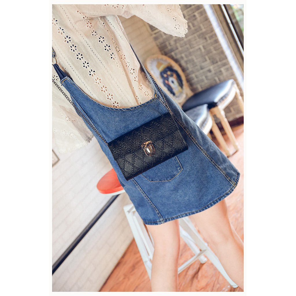 Ví cầm tay nữ 3941 dáng phong thư chất da mềm có dây đeo