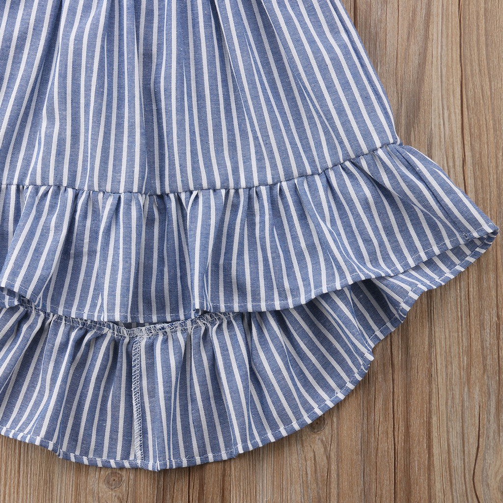 Đầm cotton dài kẻ sọc dễ thương cho bé gái