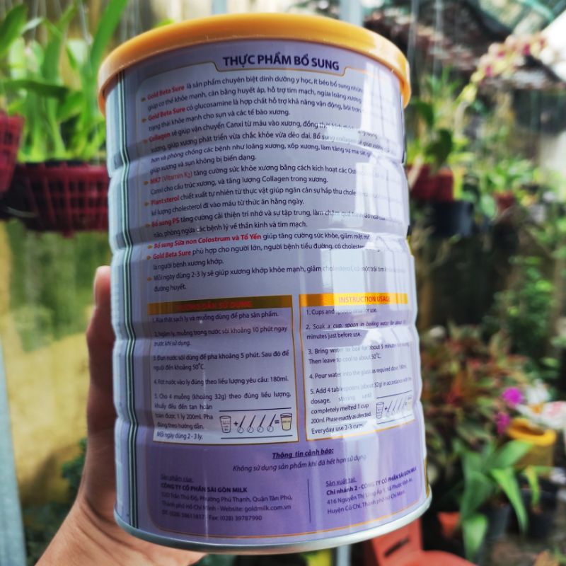 Sữa bột Gold Beta xương khớp 900g - Bổ sung sữa non & tổ yến