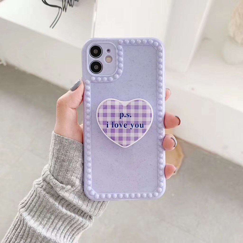 Ốp điện thoại mềm màu kẹo in hình trái tim có giá đỡ cho IPHONE XSMAX 11 11PROMAX 7 8+ XR | BigBuy360 - bigbuy360.vn