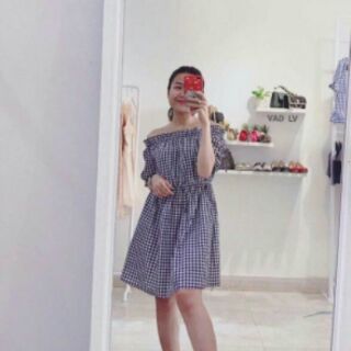 Đầm bẹc vai chất kate