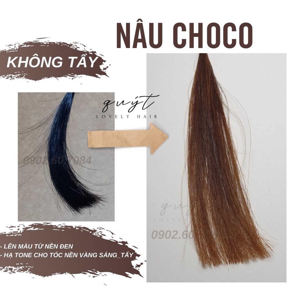 [HCM]Kem nhuộm tóc tại nhà màu nâu choco-Nhuộm Trên Nền Tóc Đen- tặng oxy