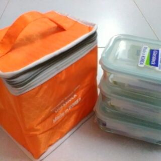 Set lunch box GLASSLOCK mầu cam