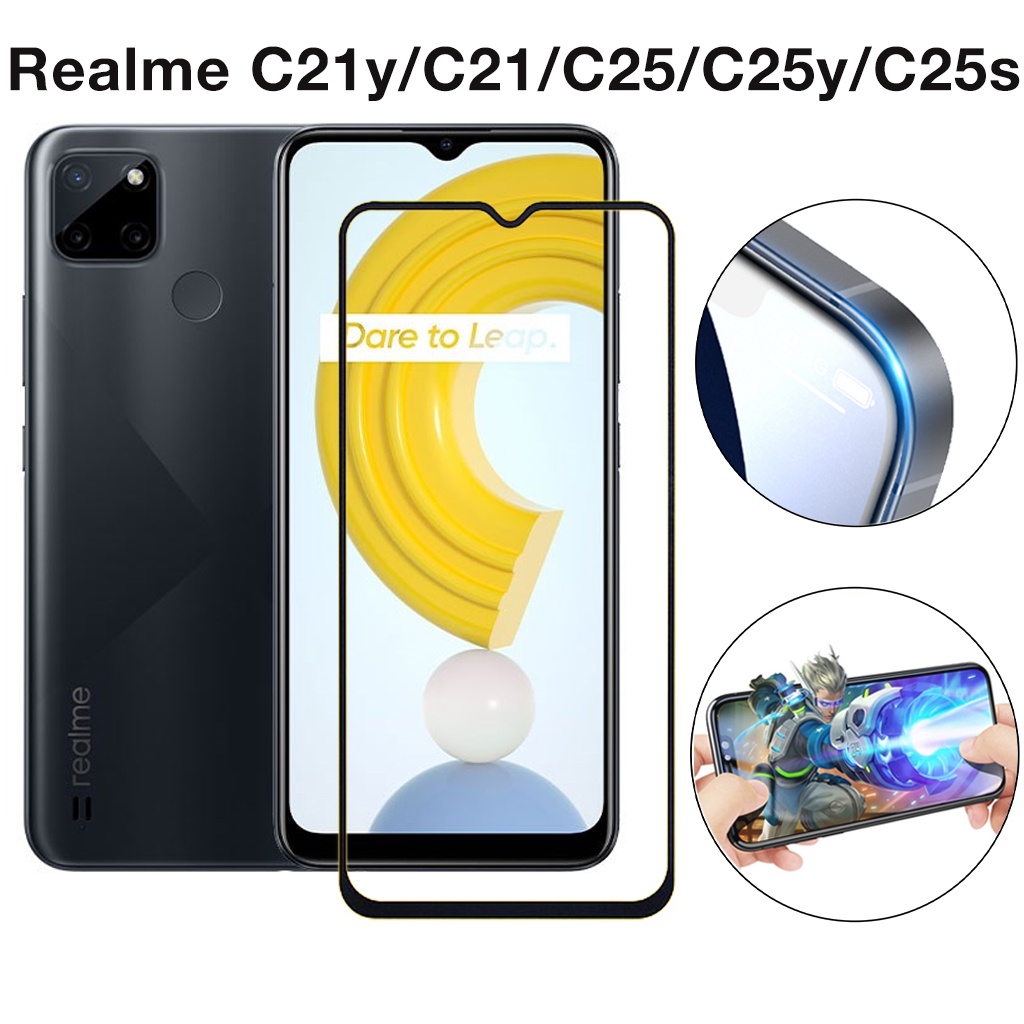 Kính cường lực realme c21y c21 c25 c25y c25s full màn cao cấp chống trầy xước màn tặng kèm khăn lau màn hình Kính [9D]