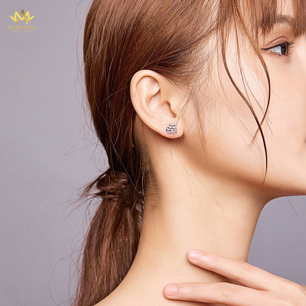 Khuyên Tai Bạc Nữ MIRASON Trái Tim Nạm Đá Sáng Lấp Lánh MBT178 -  Bông Tai Nữ Bạc 925 Cao Cấp