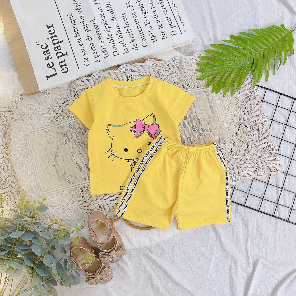 Bộ cotton con mèo rất xinh yêu cho bé gái - BCCM