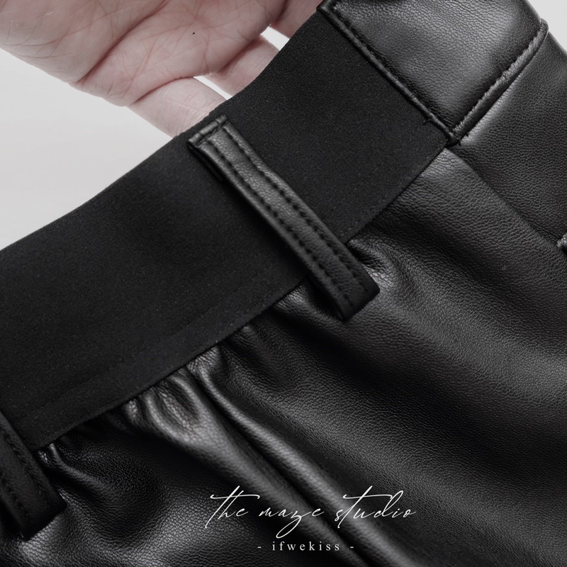 Quần da dáng rộng baggy/trouser THEMAZE