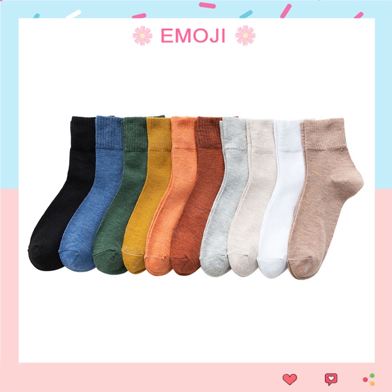 Tất cổ cao nam nữ vớ ống dài màu pastel siêu xinh chất liệu dày dặn êm mịn thấm hút mồ hôi thời trang mùa hè EMOJI TD030