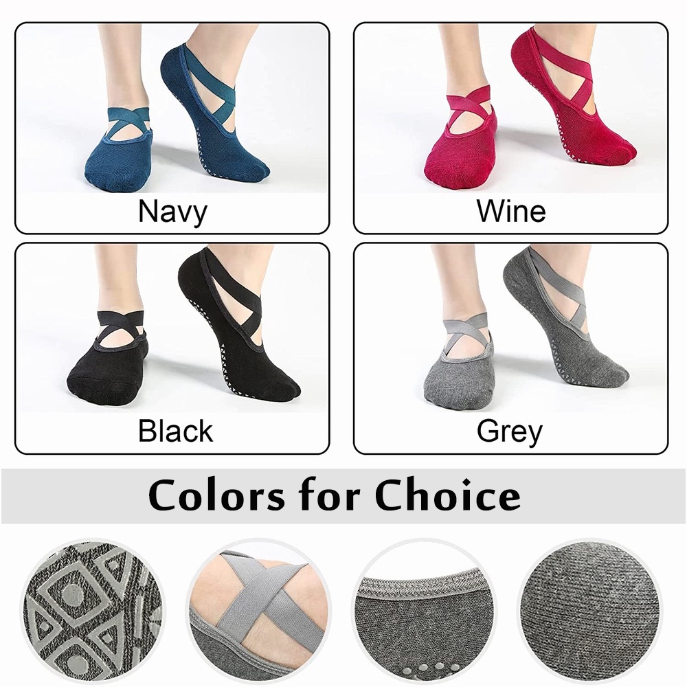 Set 4 Đôi Vớ Chống Trượt Tập Yoga Tiện Dụng Cho Nữ