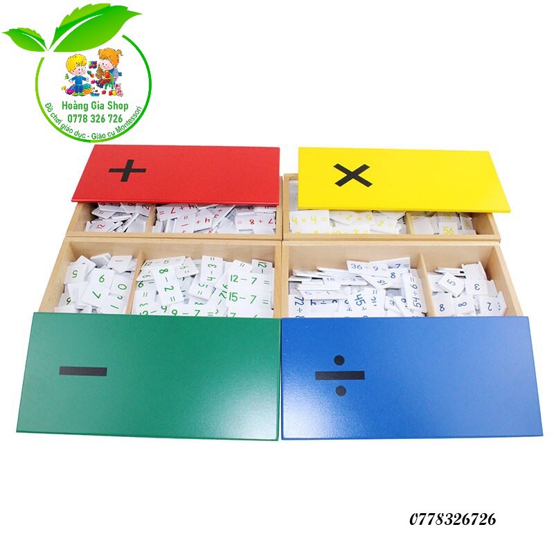 Giáo cụ Montessori - Hộp thẻ phép cộng, phép trừ, phép nhân, phép chia