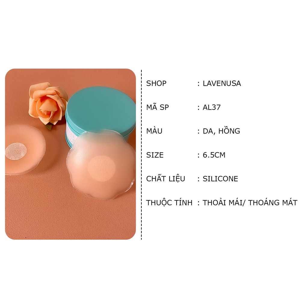 Miếng dán ngực che ti siêu mỏng silicon hộp 10 miếng 6.5cm LAVENUSA AL37