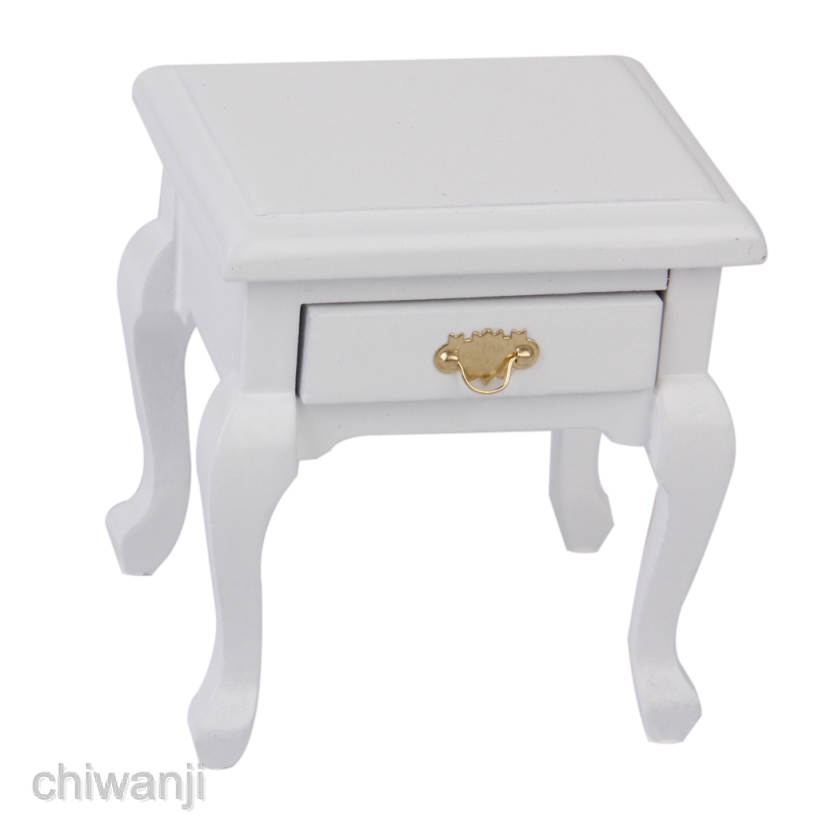 12 Nhà Búp Bê Gỗ Đầu Giường Bàn Trắng Mini DIY Nội Thất