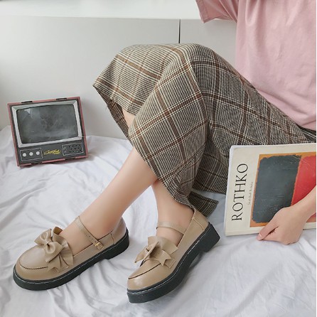 Giày Lofita mũi tròn nơ trước gót thấp | BigBuy360 - bigbuy360.vn