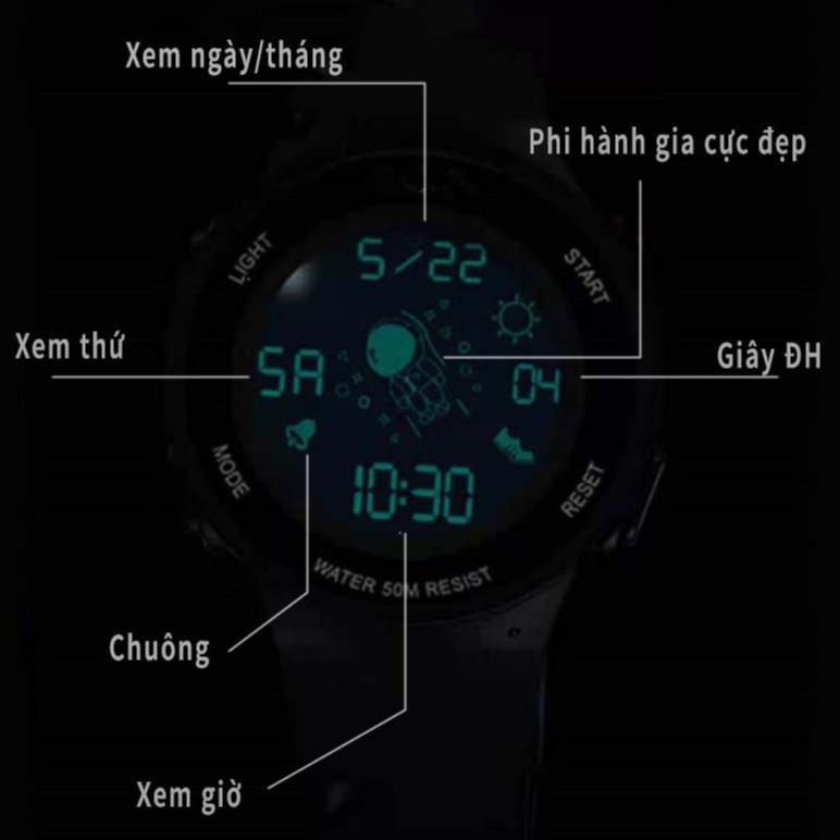 Đồng hồ điện tử nam nữ sport SP028 mẫu mới kiểu dáng Phi Hành Gia độc đáo, cực đẹp, full chức năng