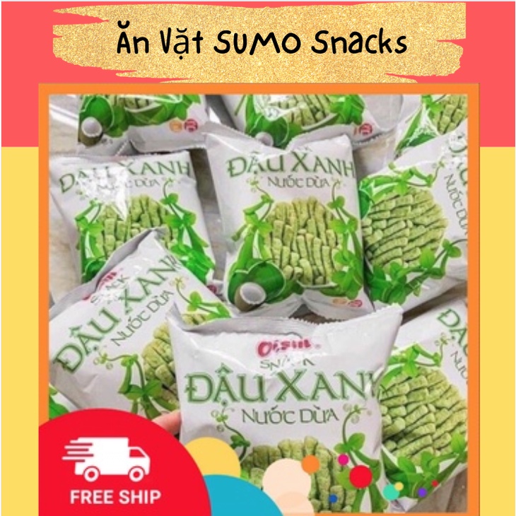 Bịch 10 Gói Bim Bim Oishi Đậu Xanh Nước Cốt Dừa 16g-Ăn Vặt Sumo Snack