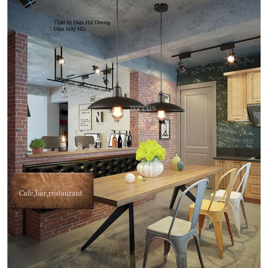 Chao đèn thả trang trí hình đĩa TN021 (Đen) - Tặng kèm bóng led 3w - Energy Green Lighting - Bảo hành 12 tháng