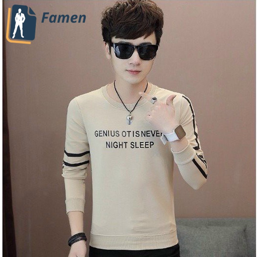 Áo thun tay dài nam, cổ tròn, chất cotton co giãn chống xù cao cấp tại shop Famen | BigBuy360 - bigbuy360.vn