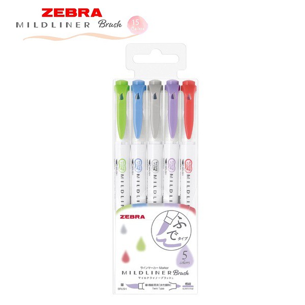 Set 5 bút 2 đầu ZEBRA MILDLINER BRUSH