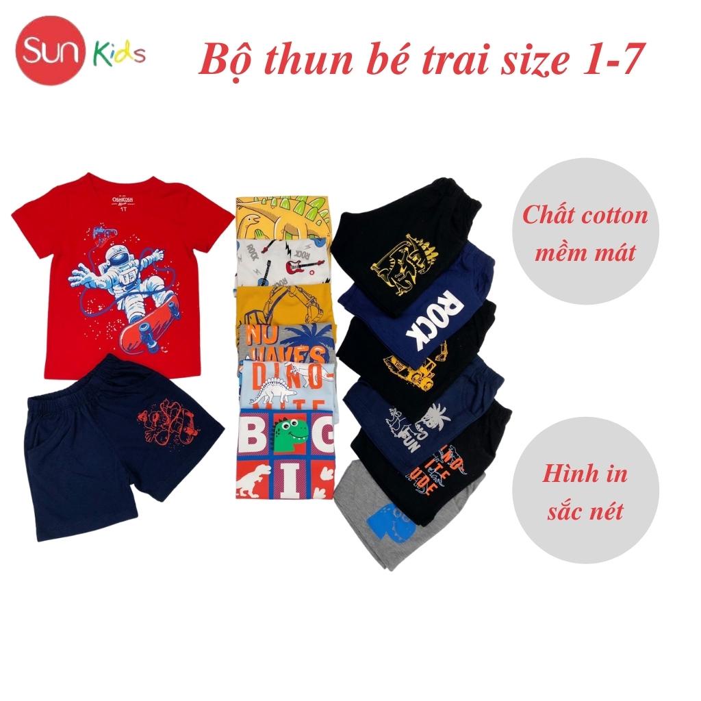 Đồ bộ bé trai, đồ bộ trẻ em chất thun cotton, size 1-7 tuổi, có nhiều màu - SUNKIDS