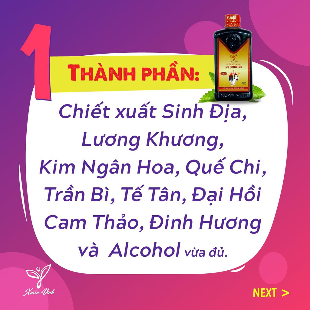 NƯỚC SÚC MIỆNG CAI THUỐC LÁ NOSMOKING XUÂN VINH(Cam kết dứt điểm sau 1 liệu trình)