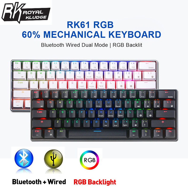 Bàn phím cơ Gaming Royal Kludge RK61, chế độ kép 60%RGB