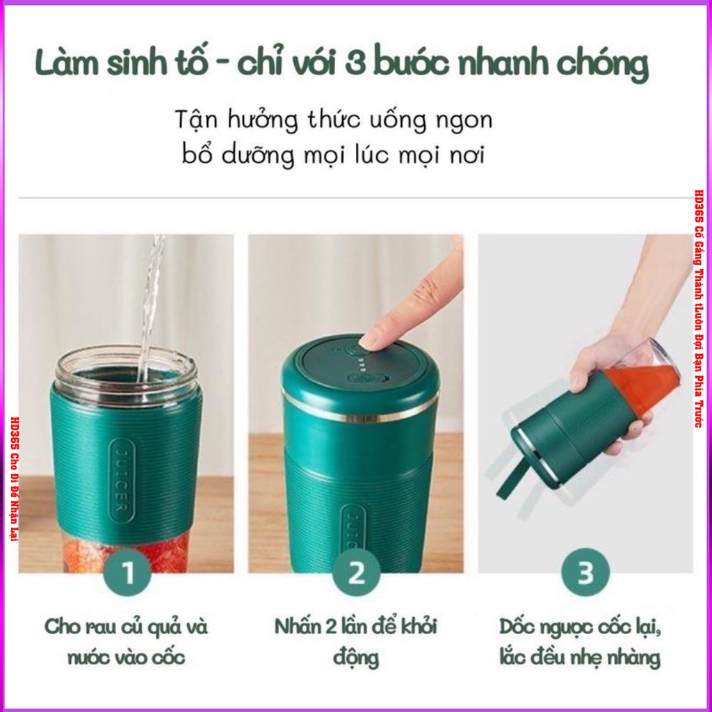 Máy Xay Sinh Tố, Máy Xay Mini Cầm Tay 6 Lưỡi Dao JIASHI Dung tích 300ml Pin 2600mah Tiện Dụng Mang Đi Làm Đi Học - HD365